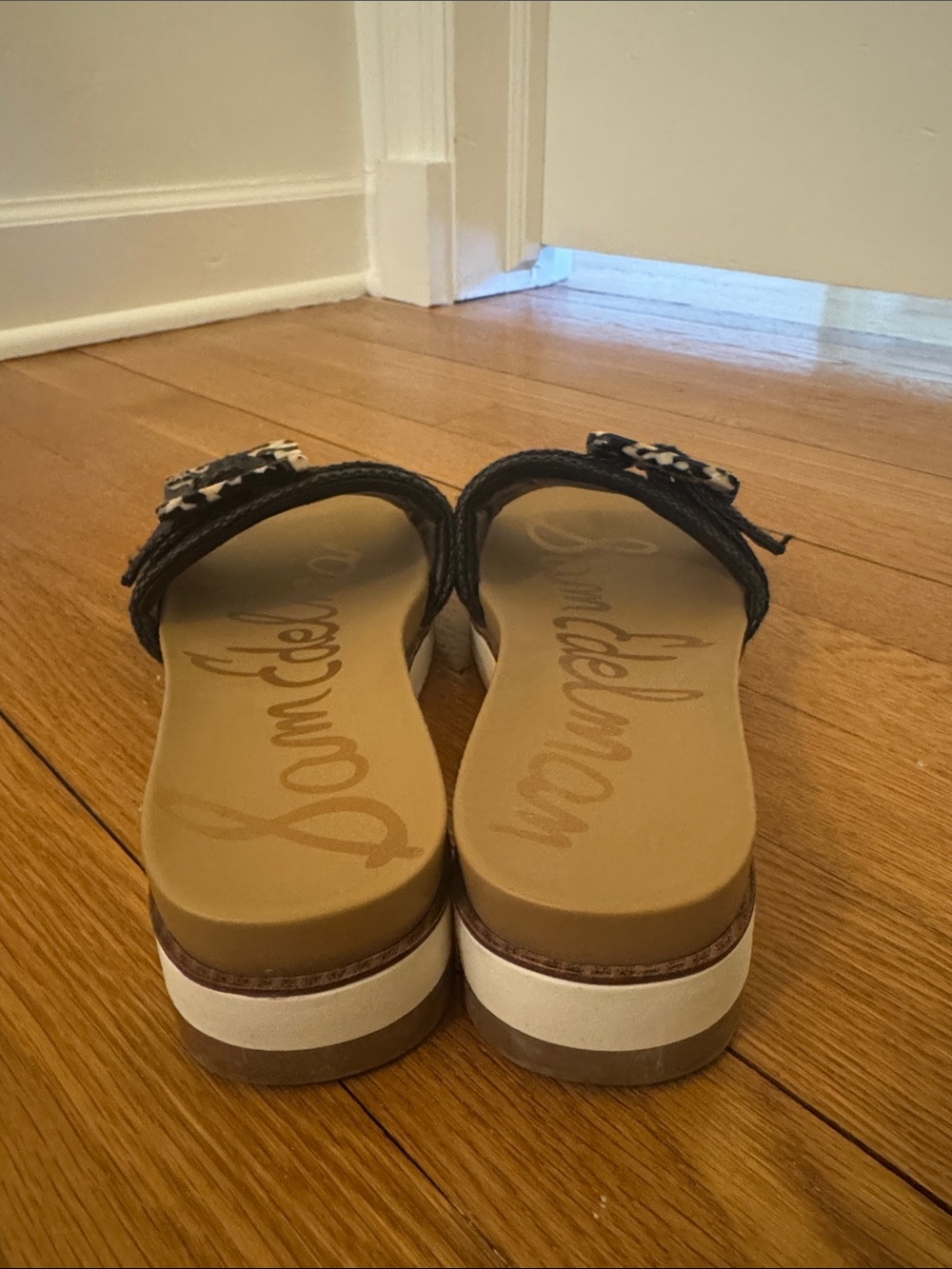 Sam Edelman Black Slide Sandals with Patterned Buckle - Picture 5 of 5
